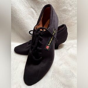 WOMENS SIZE 5 BLACK LACE UP CROWN DANCE SHOES BALLROOM DANCE ANKLE BOOTS BOOTIES